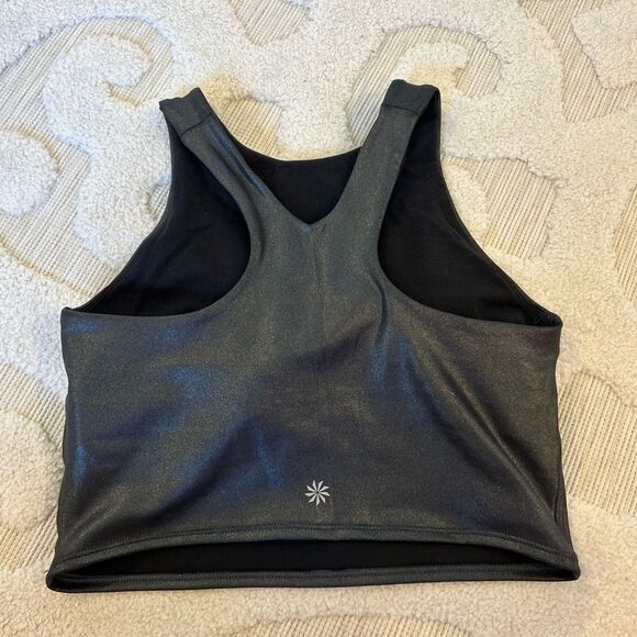 NEW Athleta Conscious High Neck Crop Bra Top-Shine Black - Picture 3 of 6